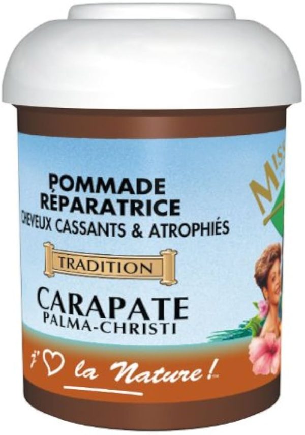 POMMADE REPARATRICE CARAPATE. Produit coiffant contenant de l’huile de carapate.