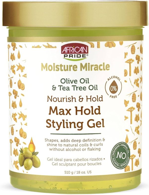 AFRICAN PRIDE MOISTURE MIRACLE ≡ Max Hold Styling Gel Olive & Tea Tree Oil